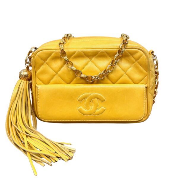 Chanel Yellow Vintage Tassel Camera Bag
