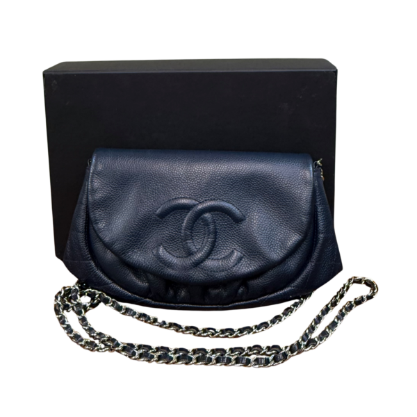 Chanel Half Moon Wallet on Chain Navy Blue